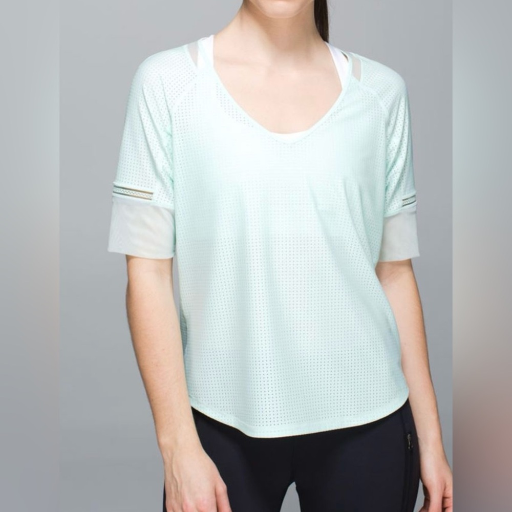 Lululemon Athletica Var-City Sea Mist Green V-Neck Top